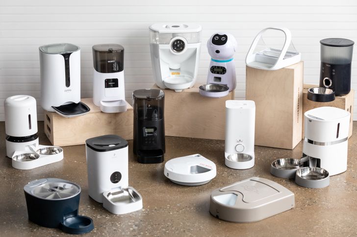 A selection of automatic cat feeders